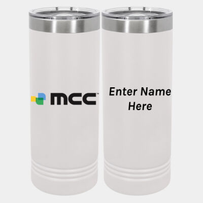 Personalized  - 20 oz Stainless White Skinny Tumbler with Stainless Straw and Lid Thumbnail