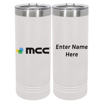 Personalized  - 20 oz Stainless White Skinny Tumbler with Stainless Straw and Lid Thumbnail