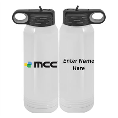Personalized  - Custom 30 oz. White Stainless Steel Vacuum Insulated Water Bottle Thumbnail