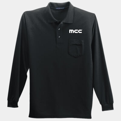 Temporary Printed  - Long Sleeve Silk Touch™ Polo with Pocket Thumbnail