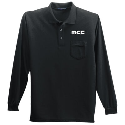 Temporary Printed  - Long Sleeve Silk Touch™ Polo with Pocket Thumbnail